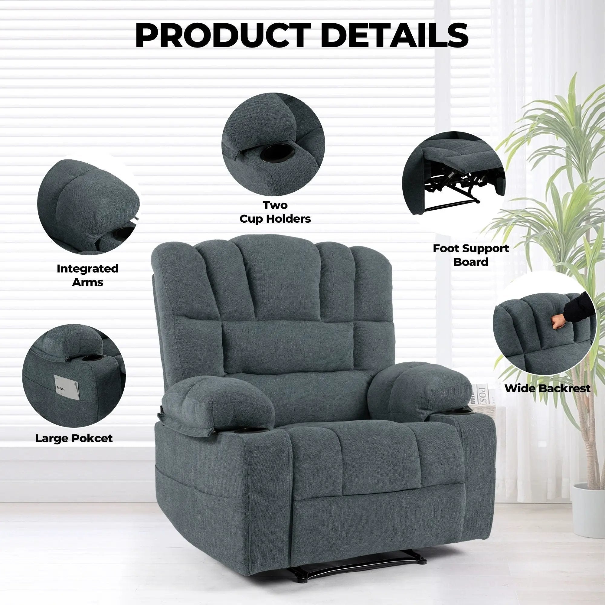 Massage Recliner Chair Sofa With Heating Vibration by HouseOfZazla