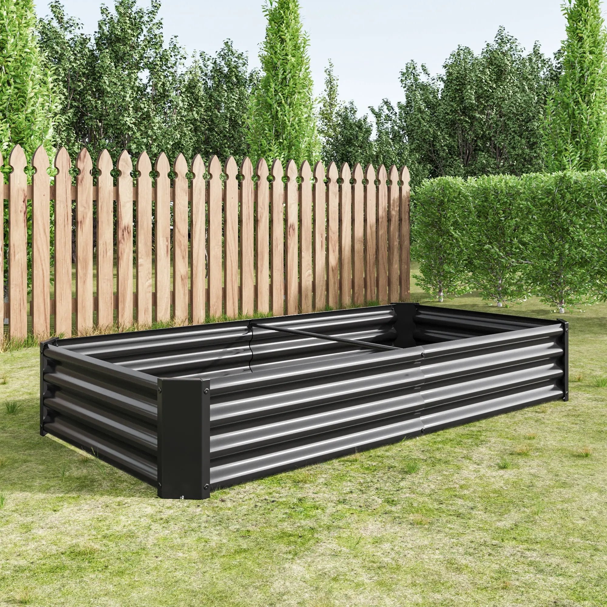 Raised Garden Bed Outdoor 6×3×1 ft Metal Raised Rectangle Planter Bed by HouseOfZazla