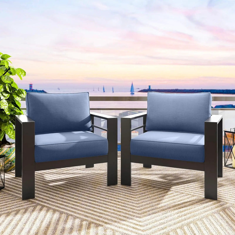 Modern All-Weather Patio Armchairs With Thick Cushions (Set of 2) by HouseOfZazla