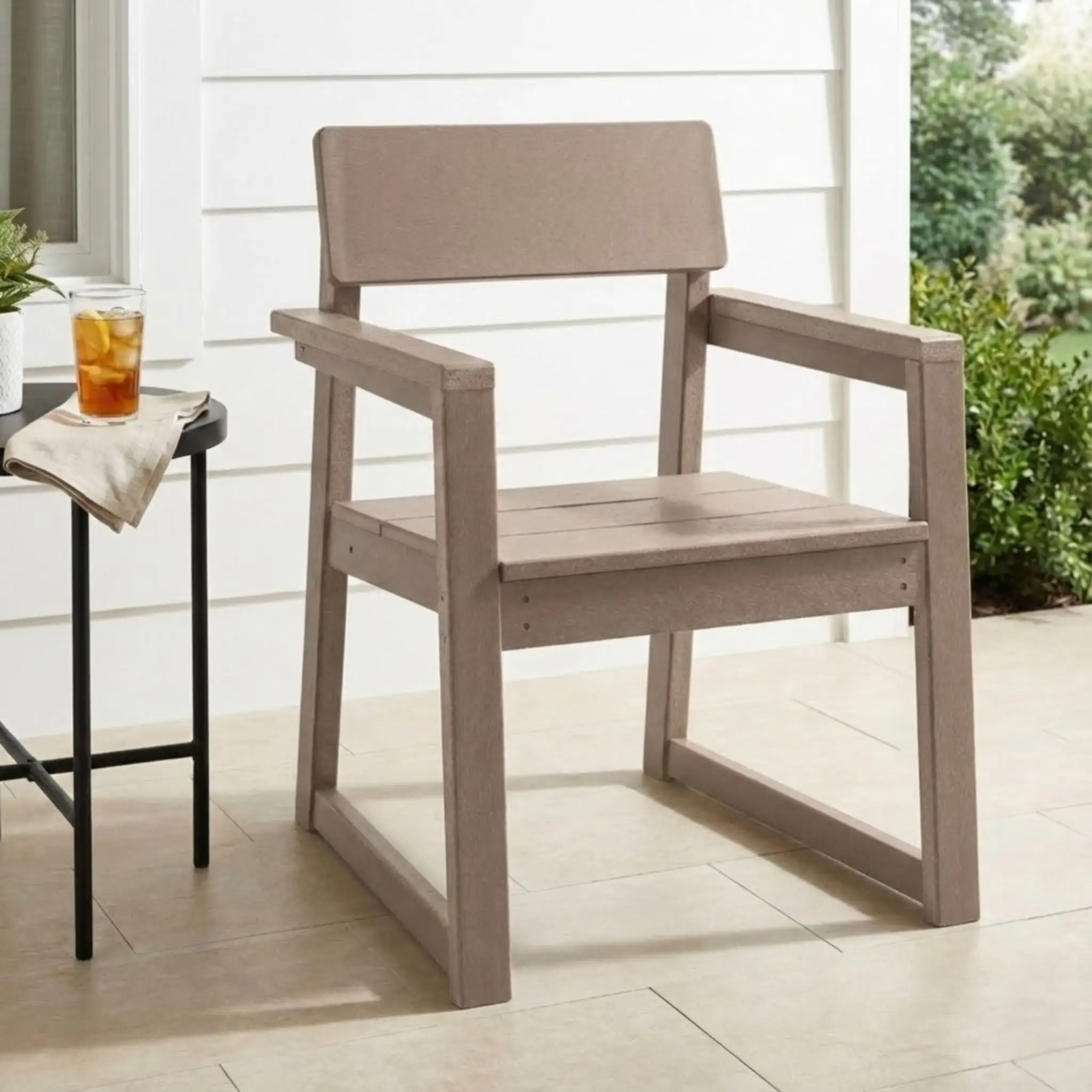 Antique Wood Color HDPE Outdoor & Garden Armchairs with Backrest by HouseOfZazla