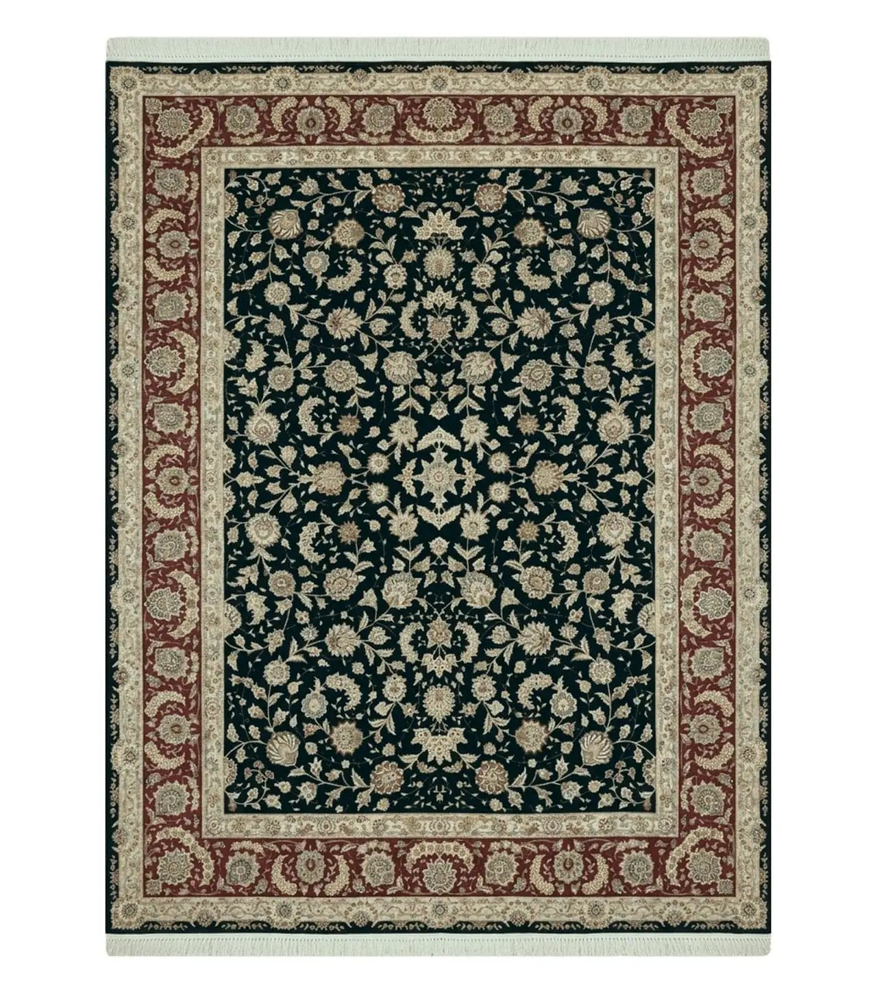 9' X 12' Vintage Handmade Fine Chinese Oriental Floral Wool Rug Silk Black by Jewel Rugs