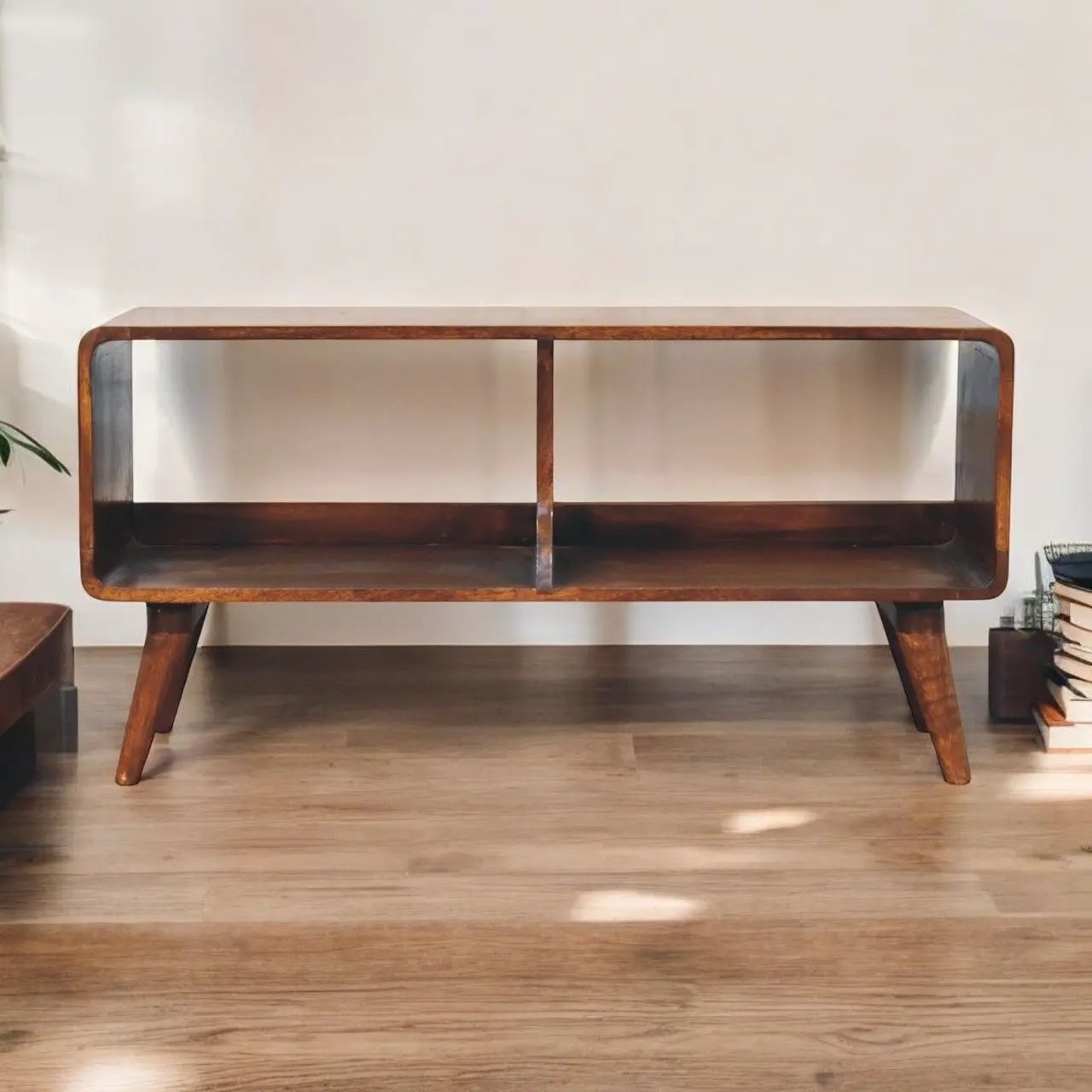 Curved Double Slot Media Unit - Dark Brown by Unique Piece Furniture