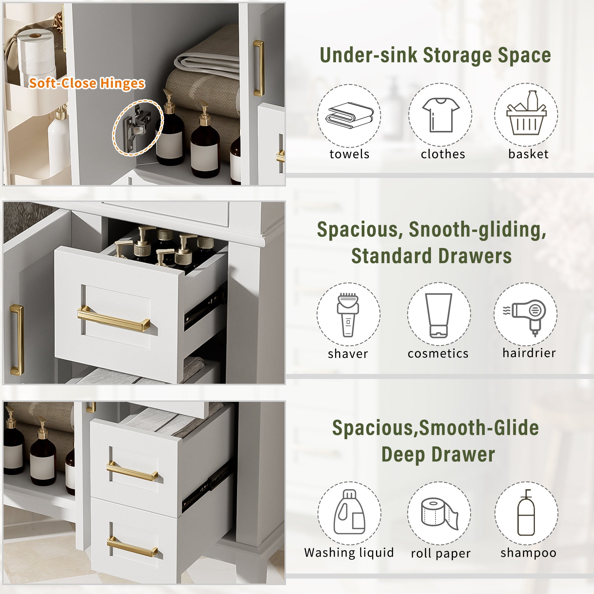 30" Bathroom Vanity with Ceramic Sink and Modern Storage Cabinet by HouseOfZazla