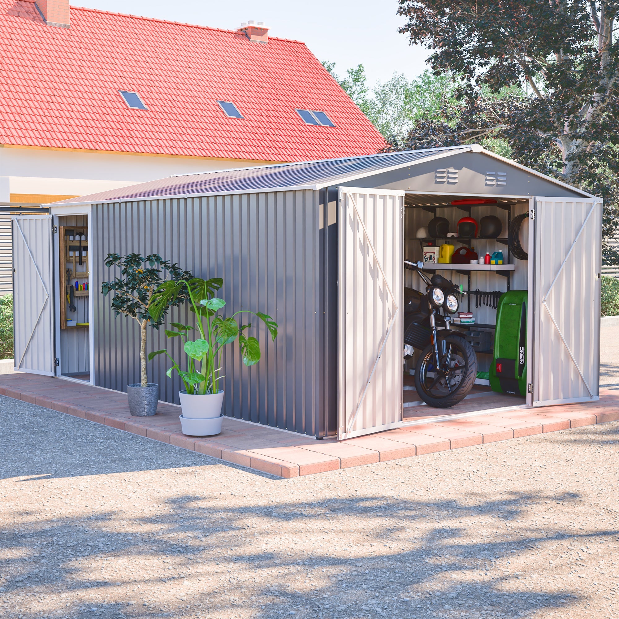 10x14 Ft Outdoor Metal Storage Shed by HouseOfZazla