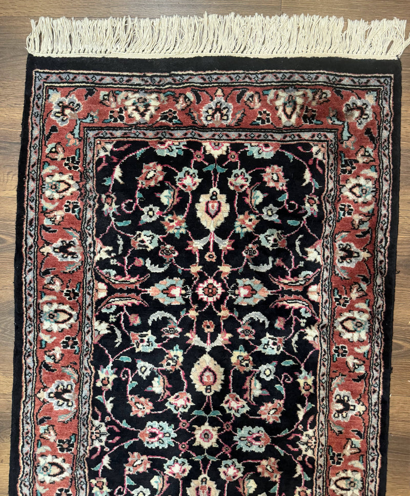 Pak Persian Runner Rug 2.8 x 10, Dark Blue, Floral Allover, Wool by Jewel Rugs