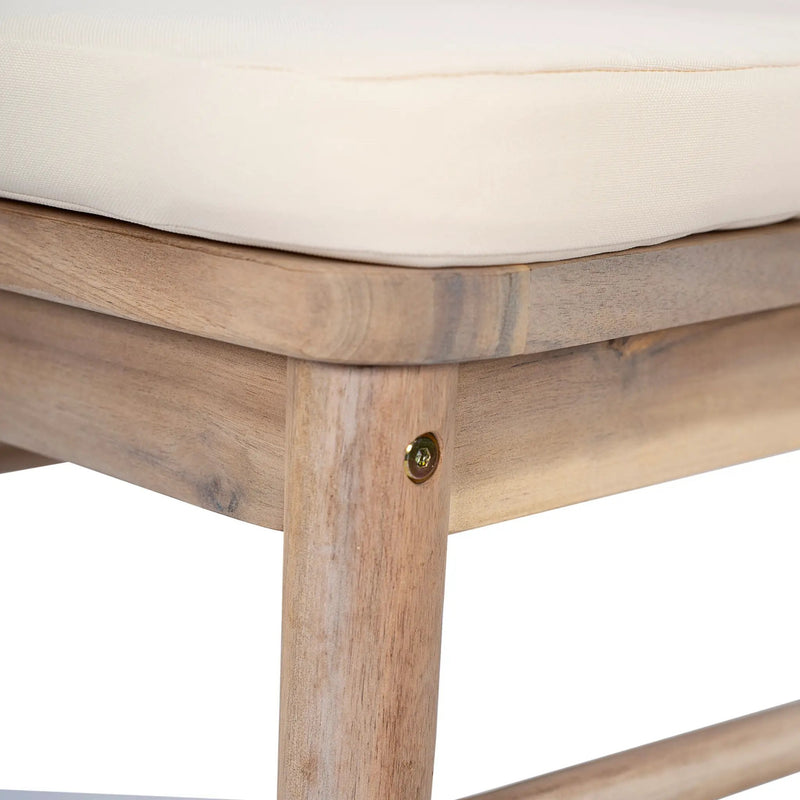 Outdoor Dining Chairs Set of 2 with Acacia Wood and Cream Washable Cushions by HouseOfZazla