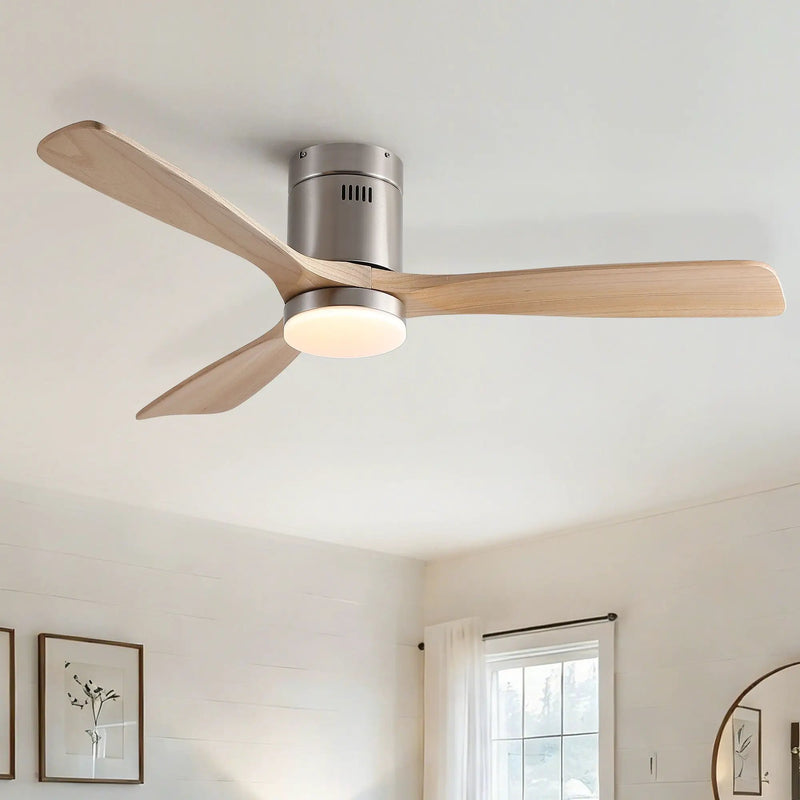 Low Profile Flush Mount Intergrated LED Ceiling Fan With Light And Silent Reversible Motor by HouseOfZazla