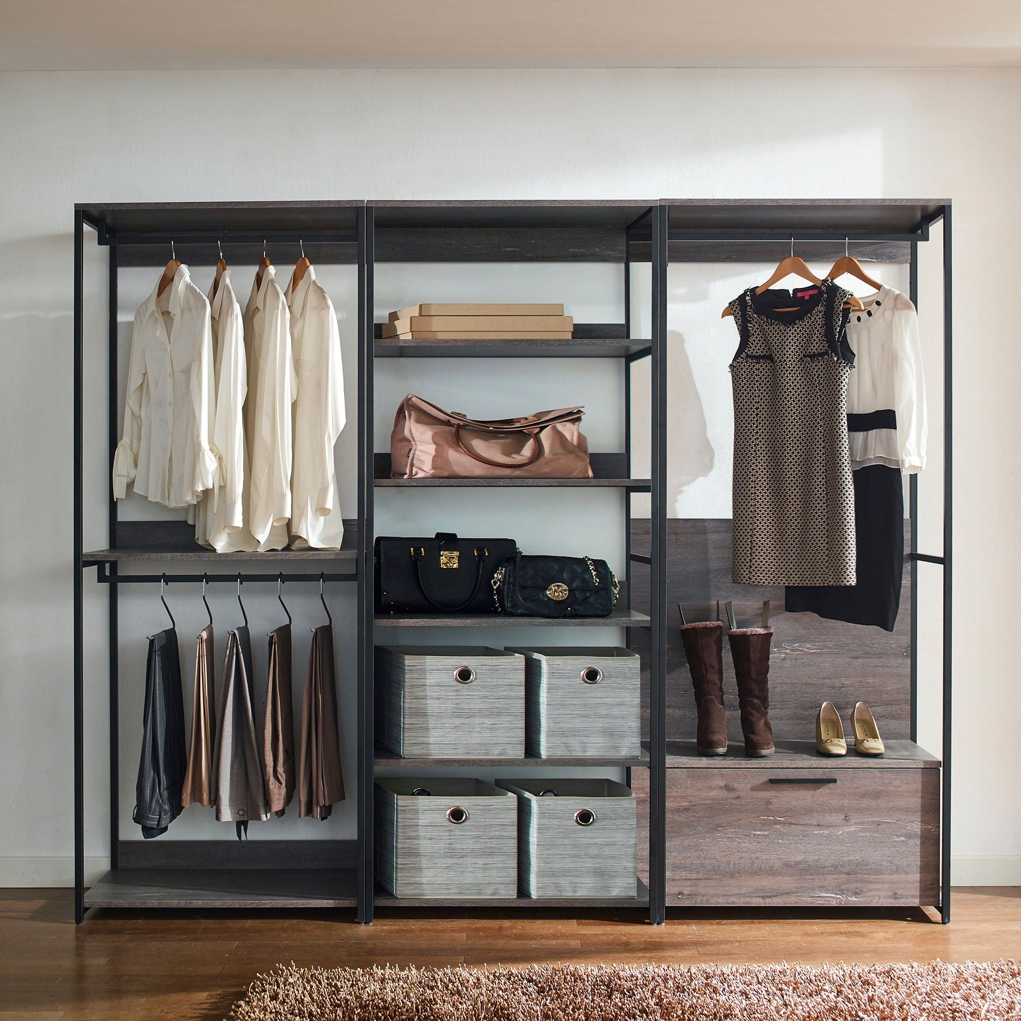 Monica - Walk-In Closet System With Modular Design - Rustic by HouseOfZazla