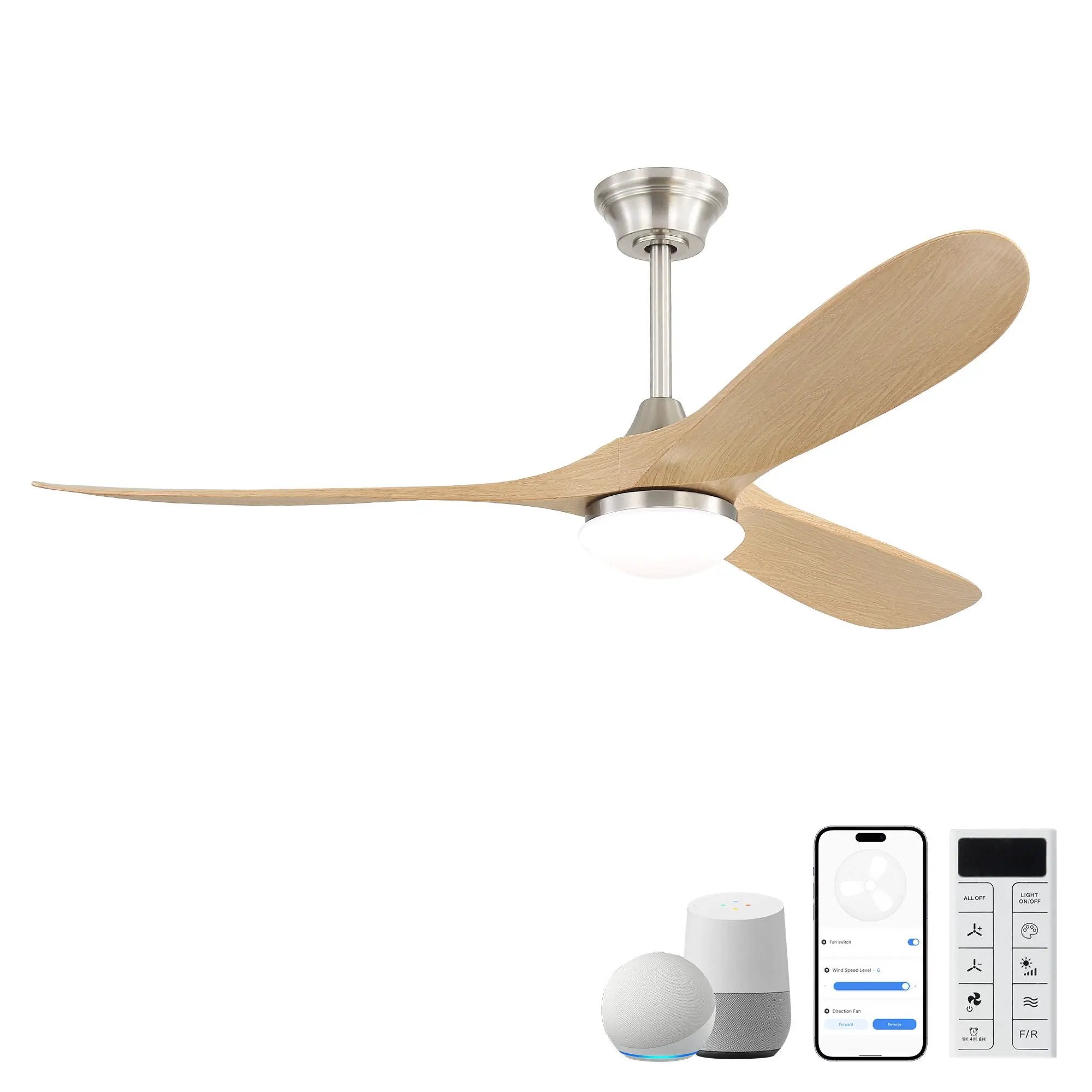 Smart Ceiling Fan With Lights, 3 Blades, Reversible Quiet DC Motor For Indoor by Unique Piece Furniture