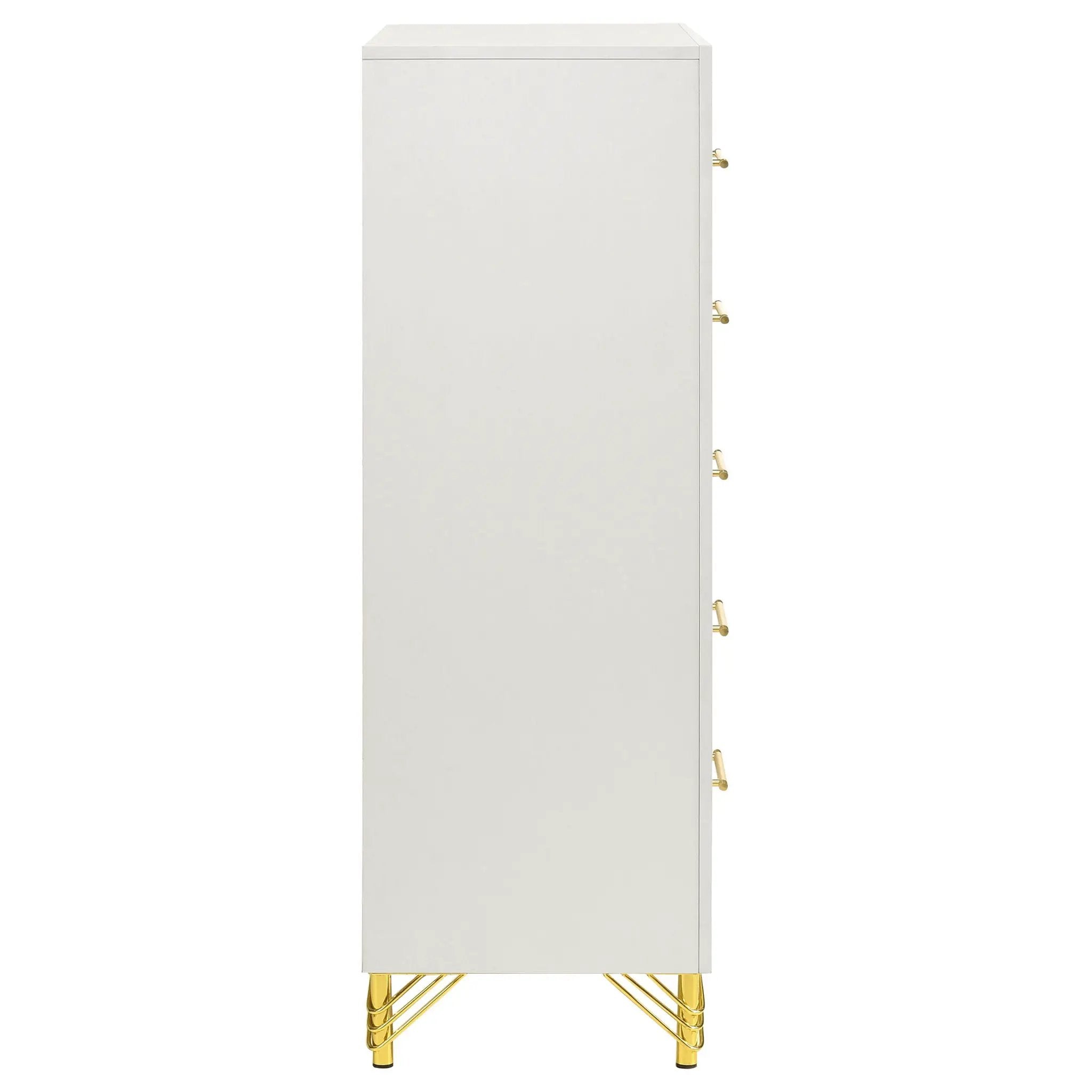 Chesney - 5 Drawer Chest With Trim - White by HouseOfZazla