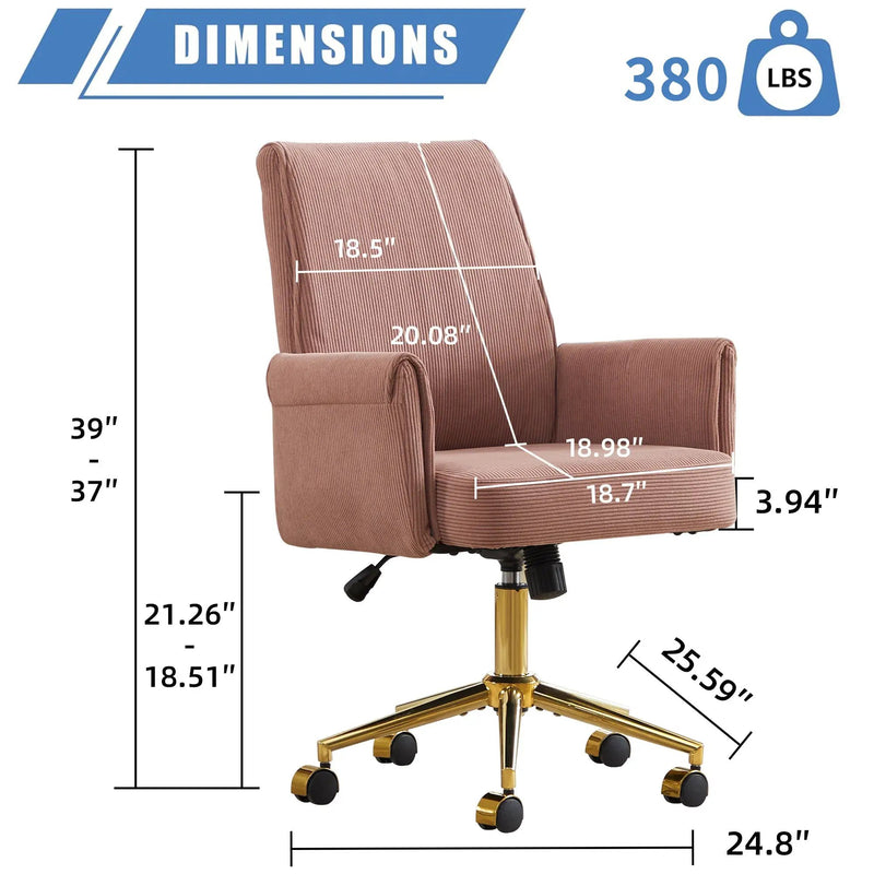 Mid-Back Liftable Office Chair in Light Pink by HouseOfZazla