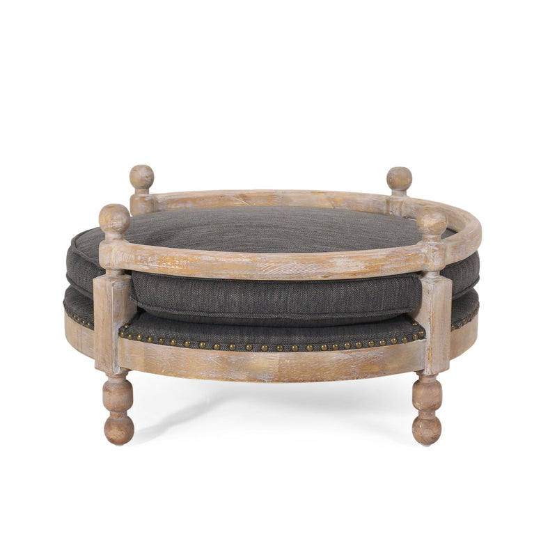 Round Pet Sofa, Wide Upholstered Pet Bed - Charcoal by HouseOfZazla