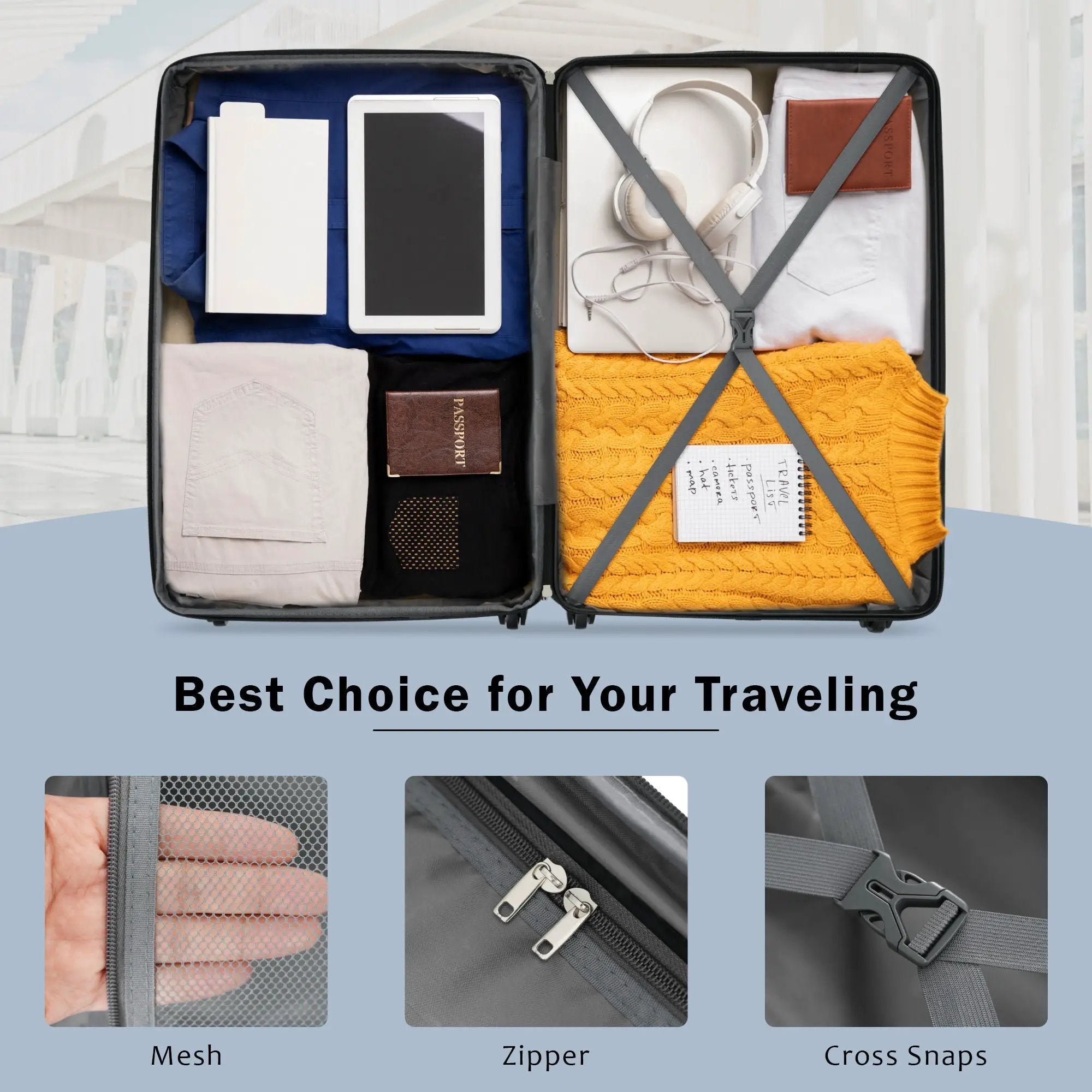 2 Piece Luggage Set With Bags Expanable Spinner Wheels ABS Lightweight Suitcase With Tsa Lock 20" / 24" by HouseOfZazla