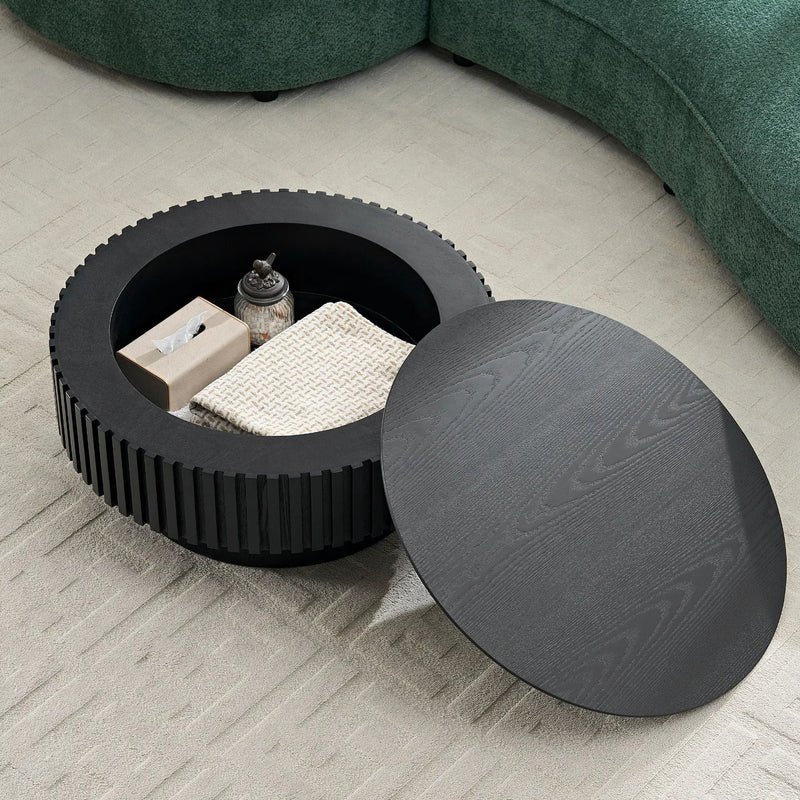 31.49'' Nesting Round Wood Coffee Table with Storage by HouseOfZazla