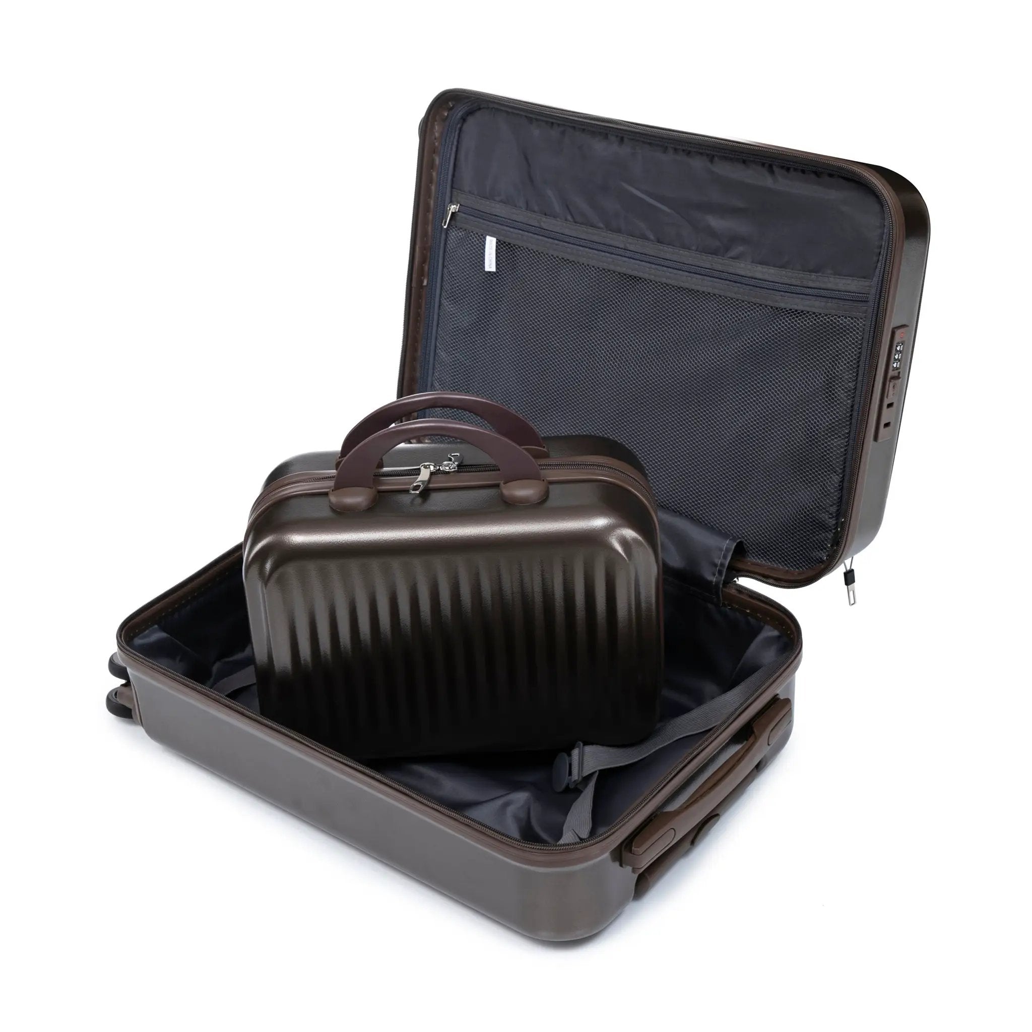 14' & 20' ABS Spinner Wheel Luggage Set with Cosmetic Case by HouseOfZazla