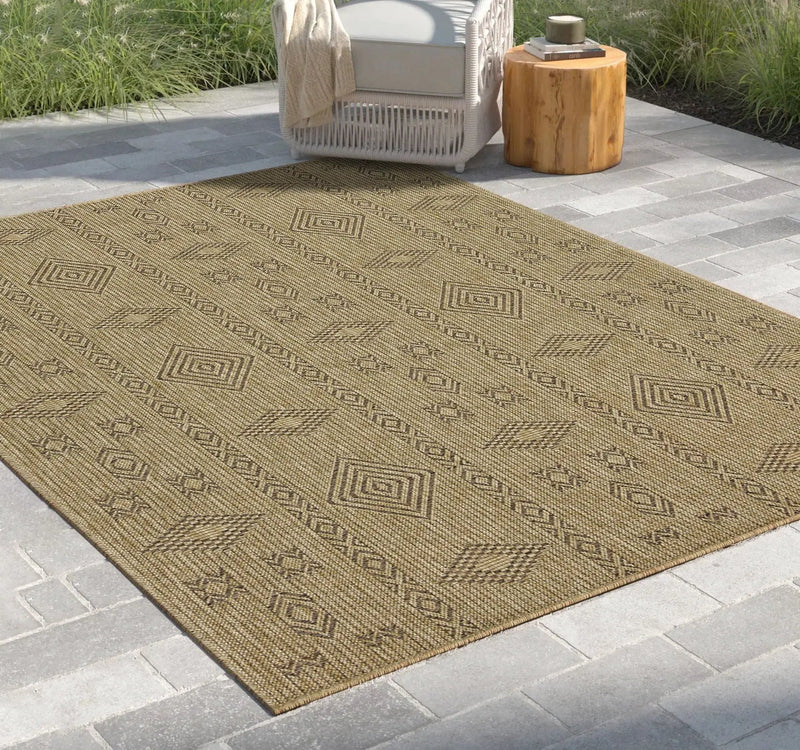 Earth - 5'3" X 7'3" Polypropylene Indoor, Outdoor Area Rug - Jute, Mocha by Unique Piece Furniture