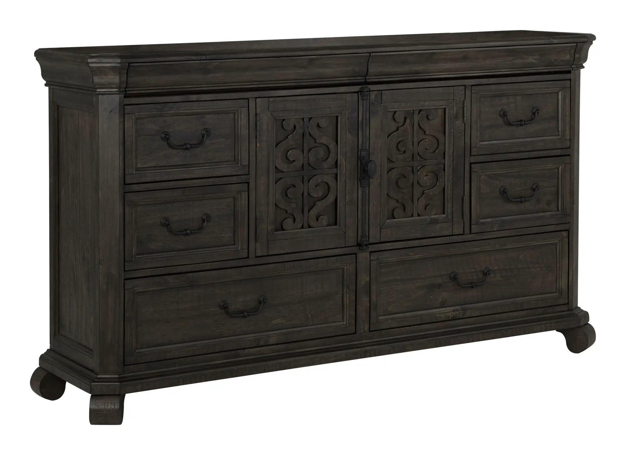 Bellamy - Drawer Dresser With Shaped Mirror - Peppercorn by Unique Piece Furniture