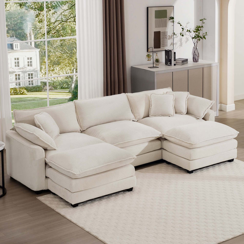 Modern Oversized Modular Cushion Sofa With Ottoman, Low Back, Deep Seating Sofa Set by Unique Piece Furniture