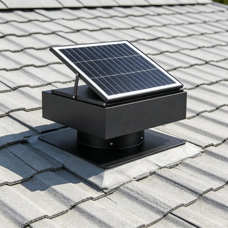 14" Adjustable Square Solar Roof Exhaust Fan, 60W Dual Power Attic Ventilator by HouseOfZazla