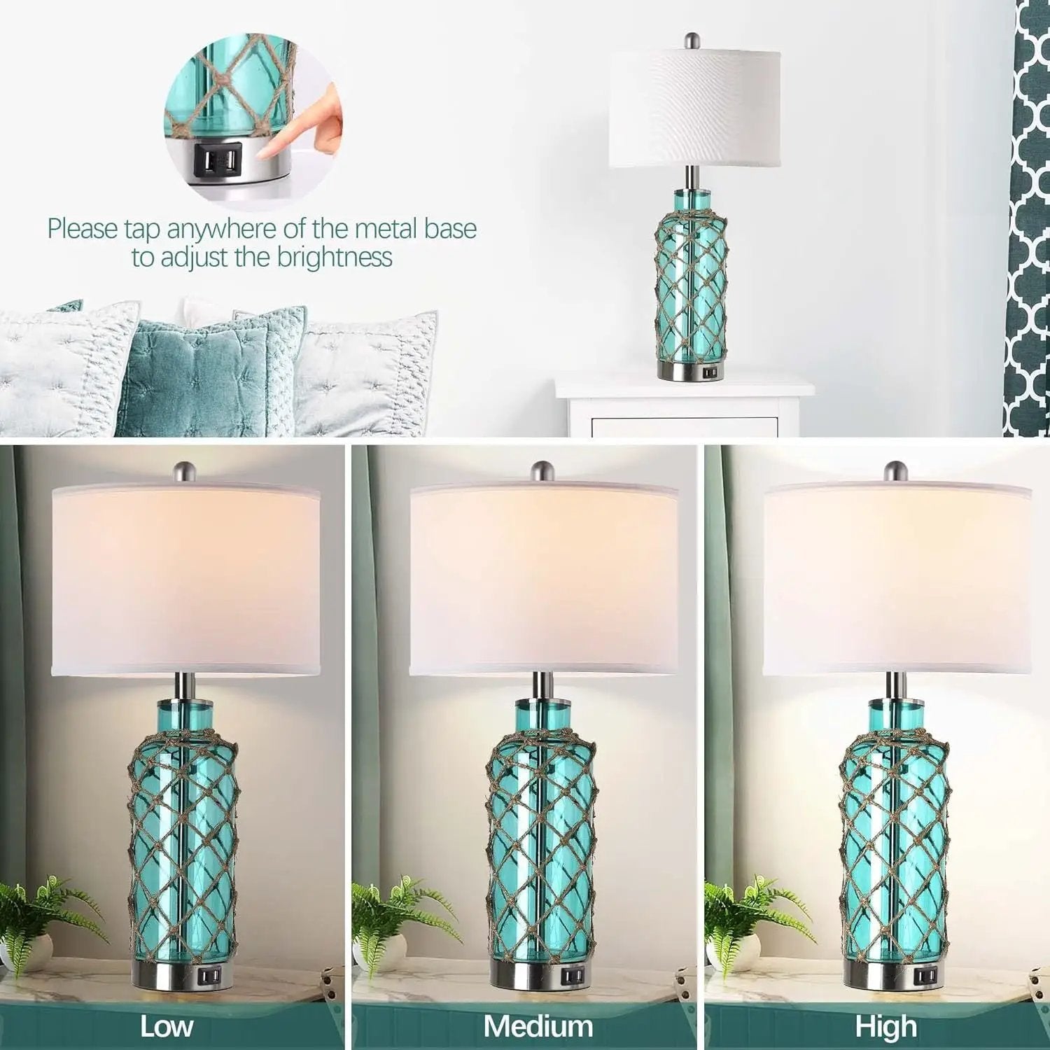 Cottage Nautical Accent Table Lamp Set of 2 by HouseOfZazla