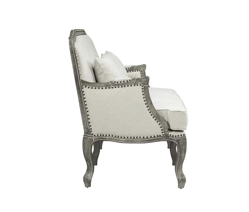 Tania - Loveseat With 2 Pillows - Cream Linen & Gray by Unique Piece Furniture