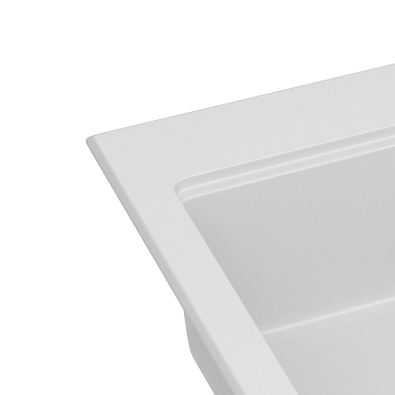 Quartz Kitchen Sink 30" X 22" Granite Composite Workstation Drop In Sink - White by HouseOfZazla