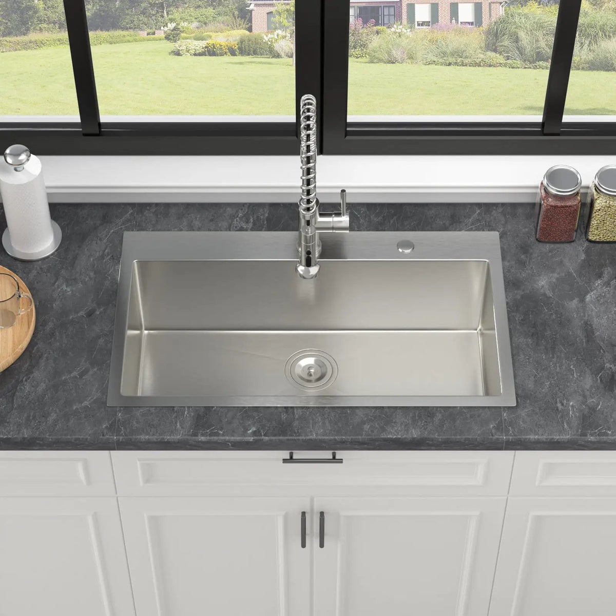 33 Inch Topmount Sink - Stainless Steel Kitchen Sink by HouseOfZazla