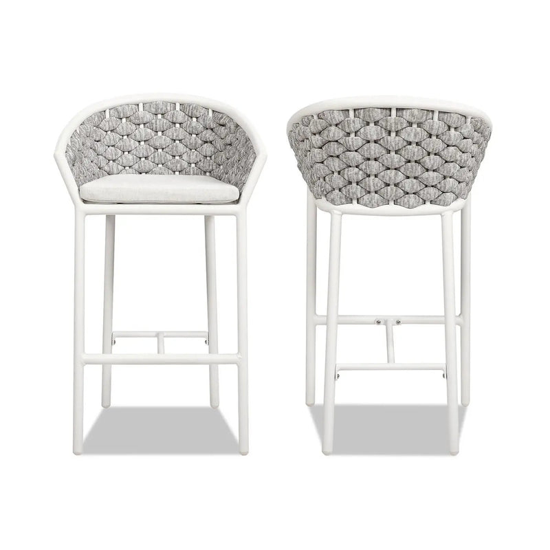 Rowan - Rope Barrel Low Back Patio Counter Stool (Set of 2) - Optic White by Unique Piece Furniture