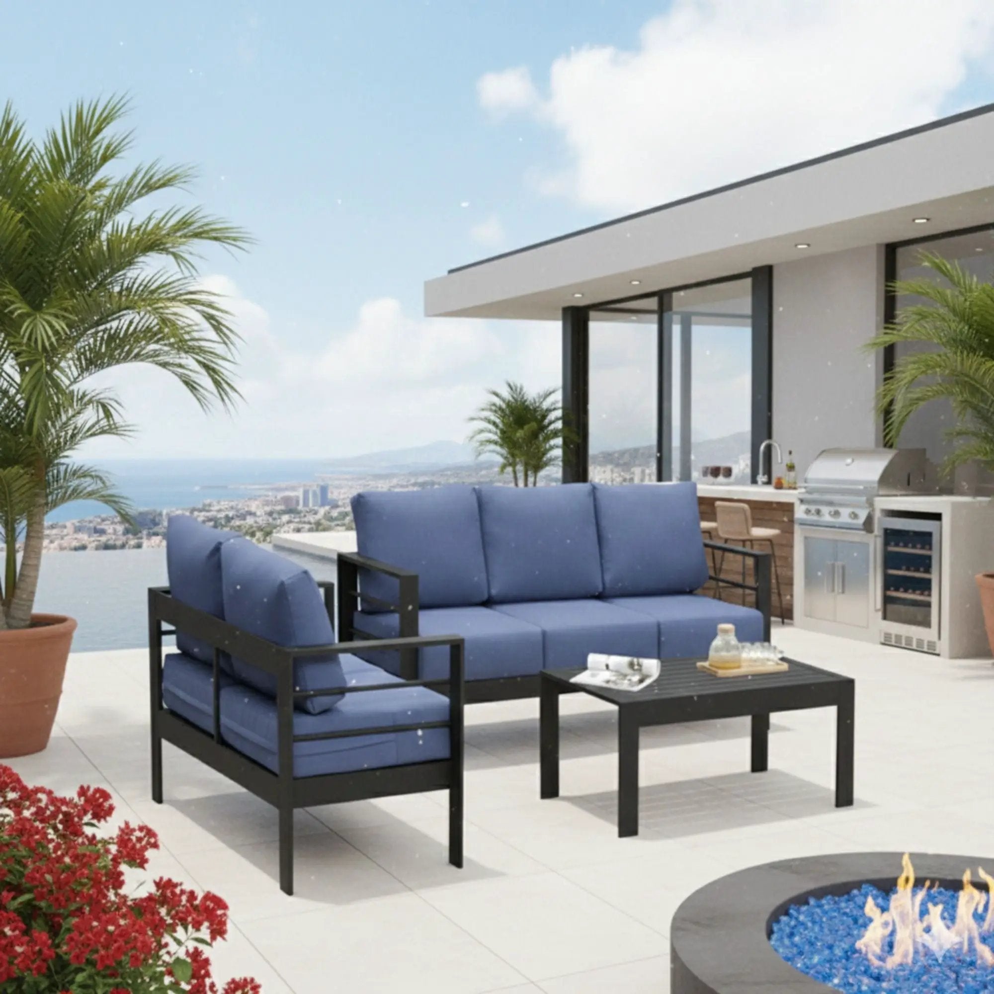 Outdoor Patio Set, All-Weather With Thick Cushions by HouseOfZazla