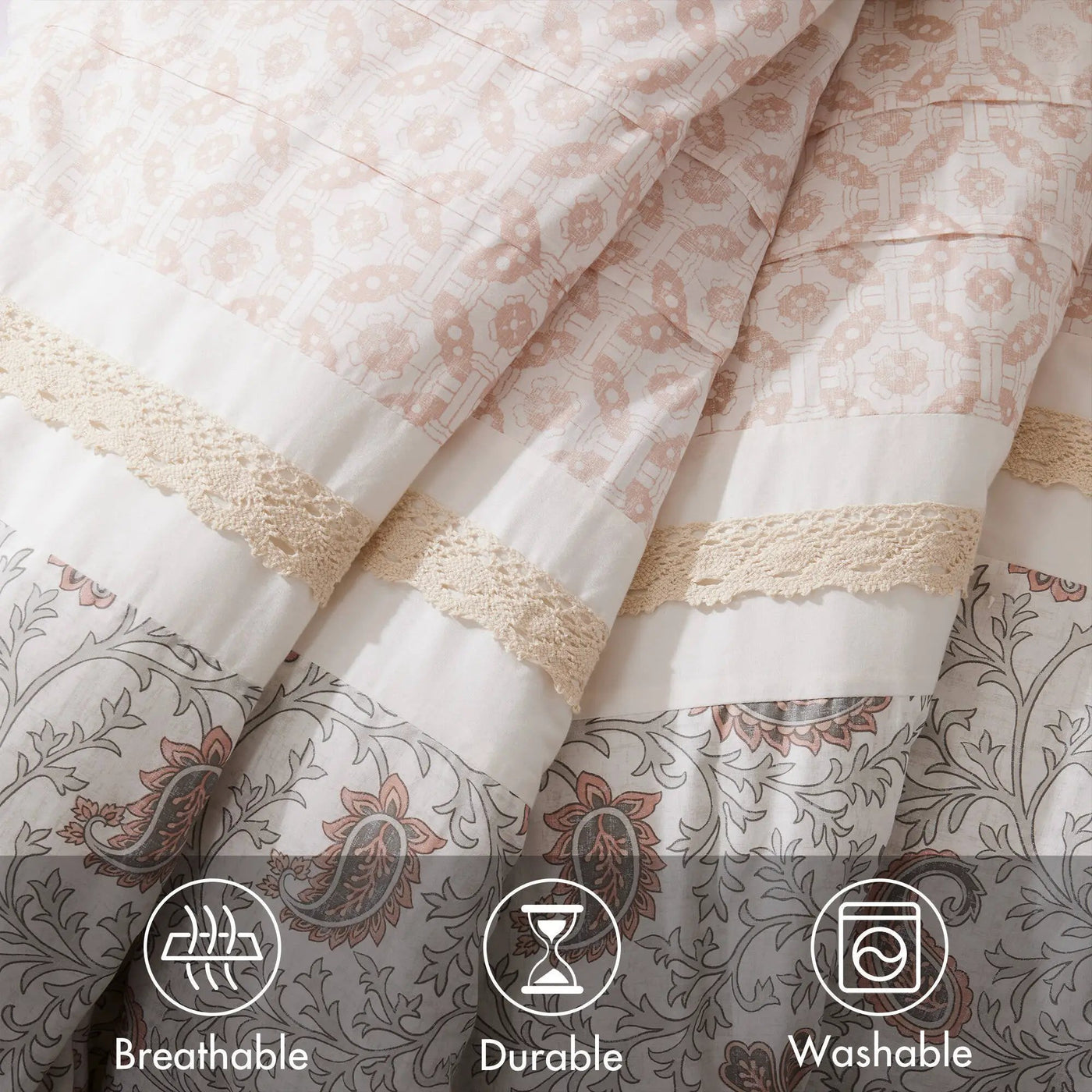 9 Piece Cotton Percale Comforter Set Blush by HouseOfZazla