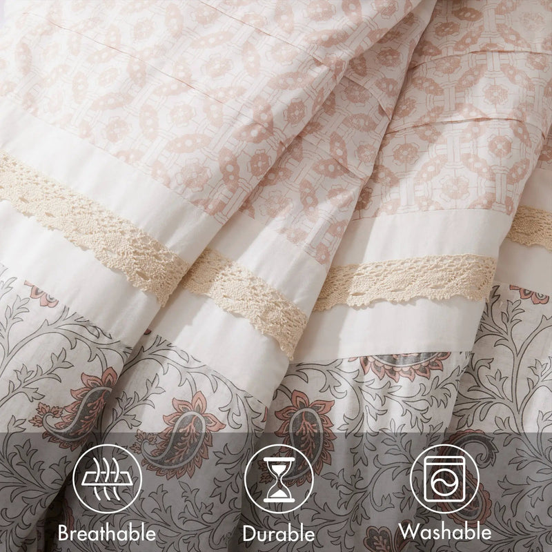 9 Piece Cotton Percale Comforter Set Blush by HouseOfZazla
