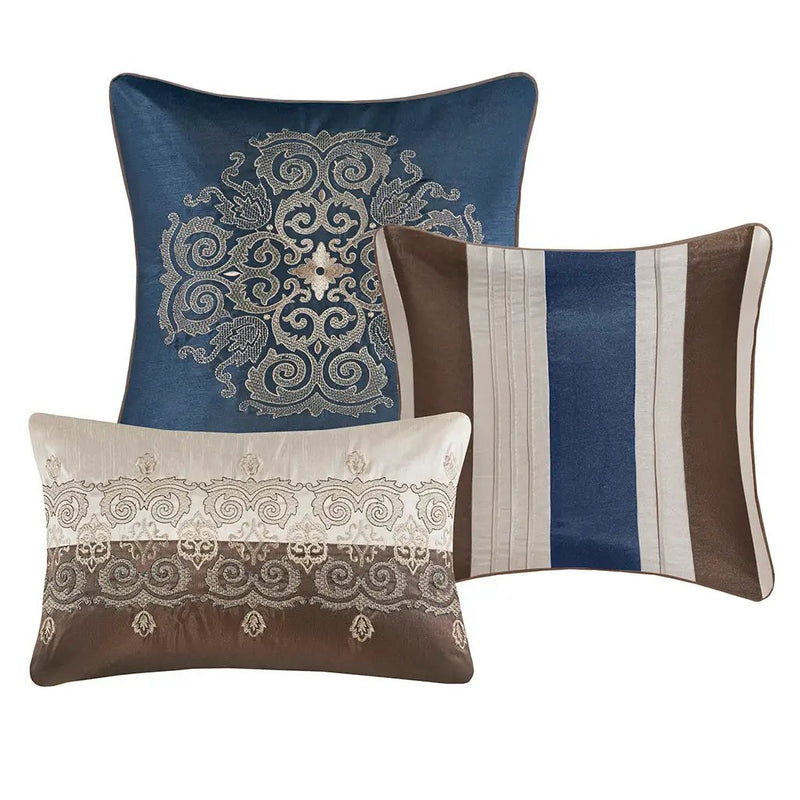 Cal King 7 Piece Jacquard Comforter Set with Throw Pillows by HouseOfZazla