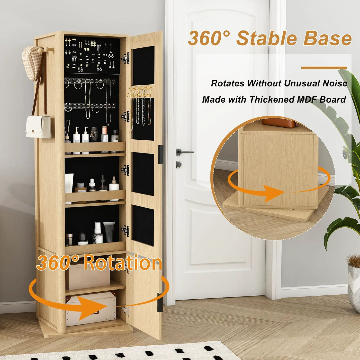 360° Rotating Makeup Cabinet With Full Length Mirror by Unique Piece Furniture