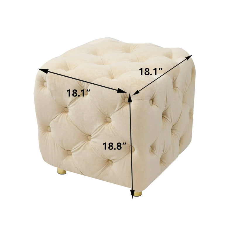 Modern Upholstered Ottoman, Exquisite Small End Table, Soft Foot Stool, Dressing Makeup Chair, Comfortable Seat For Living Room, Bedroom, Entrance by HouseOfZazla