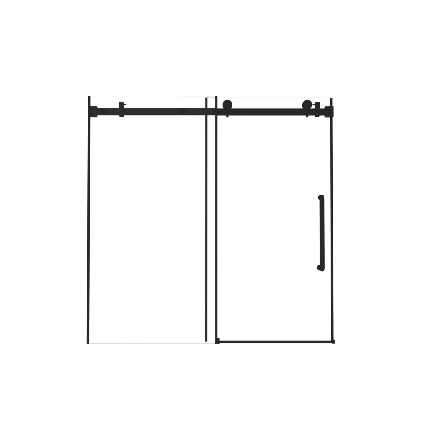 Frameless Single Sliding Shower Door, Square Tube Track by HouseOfZazla
