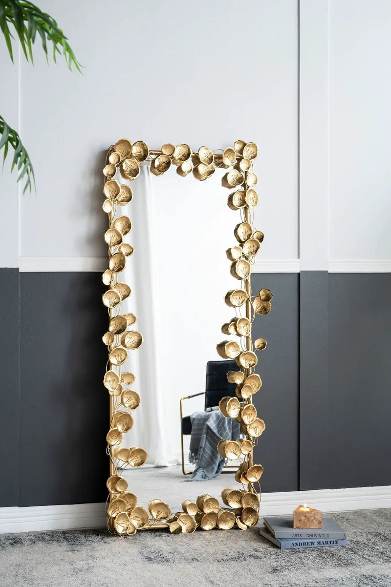 Full Length Mirror with Gold Leaf Accents by HouseOfZazla
