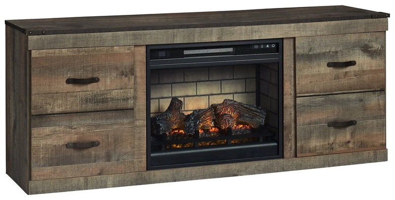 Trinell - TV Stand With Electric Fireplace - Brown by Unique Piece Furniture