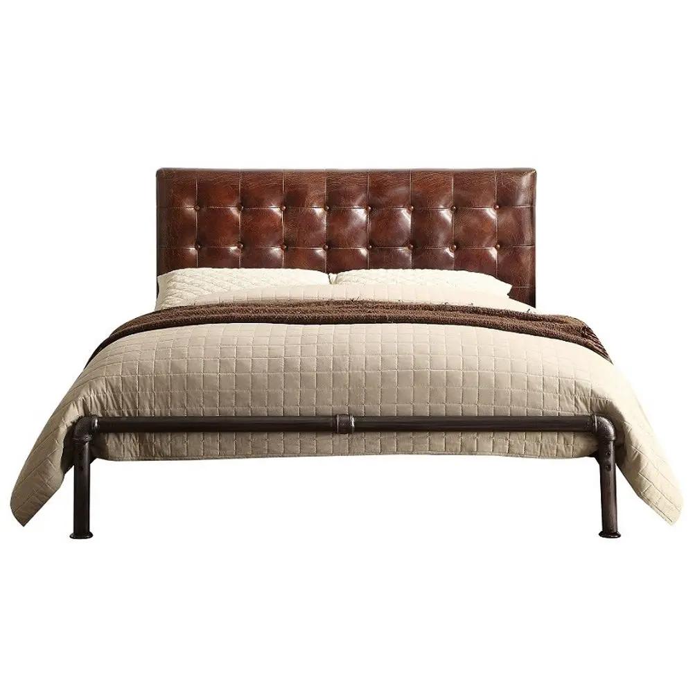 Brancaster - Queen Bed - Vintage Brown Top Grain Leather by Unique Piece Furniture