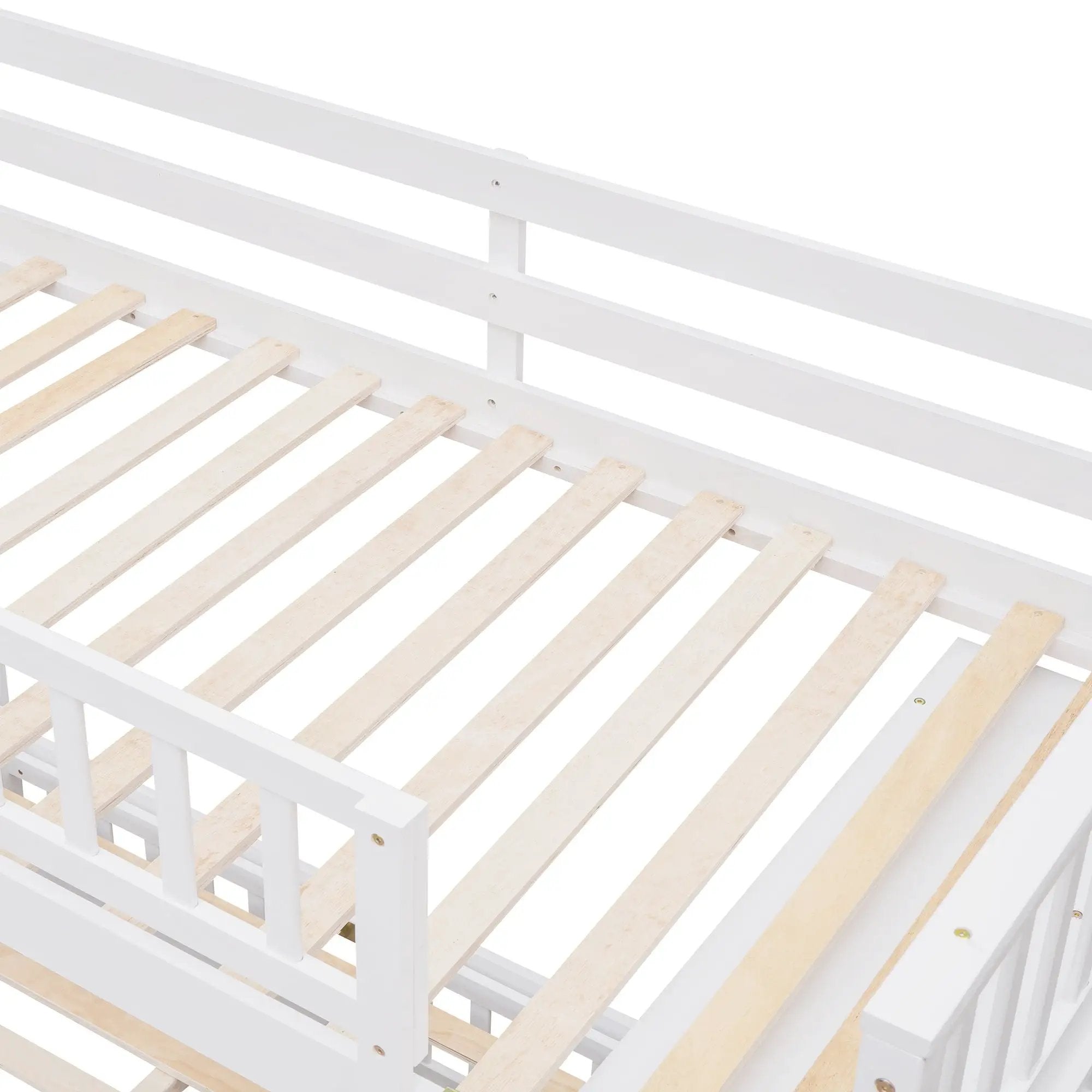 Bunk Bed With 6 Drawers And Flexible Shelves, Bottom Bed With Wheels by HouseOfZazla