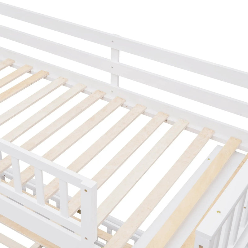 Bunk Bed With 6 Drawers And Flexible Shelves, Bottom Bed With Wheels by HouseOfZazla
