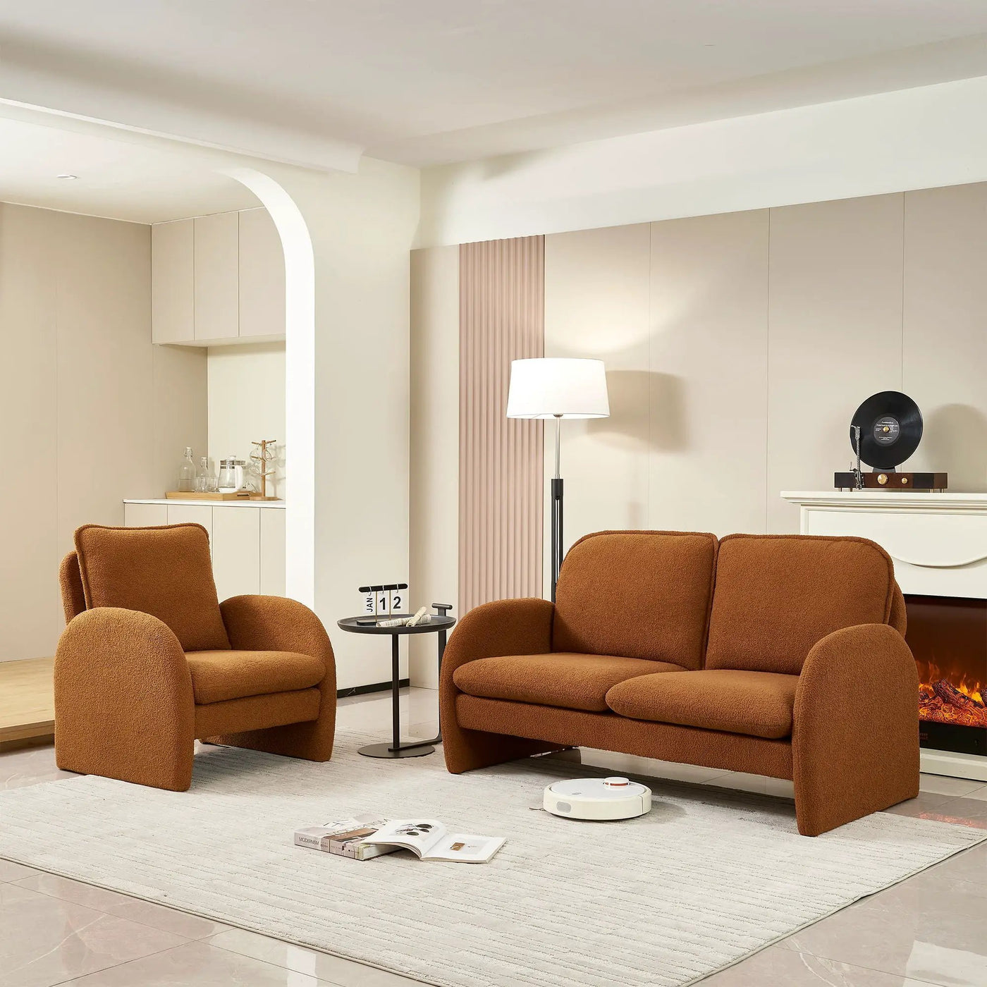 Loveseat Sofa Small Couch For Living Room, Sherpa Fabric Upholstered Loveseat Sofa Couch, Small Loveseat Sofa For Apartment, Bedroom by HouseOfZazla