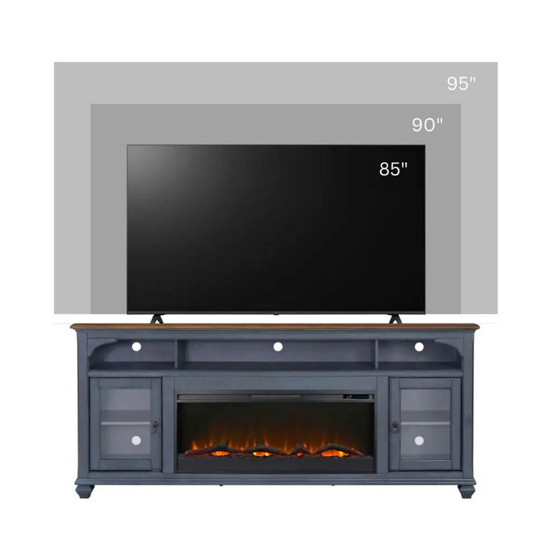 Fireplace TV Stand For TVs Up To 95" - Blue by Unique Piece Furniture