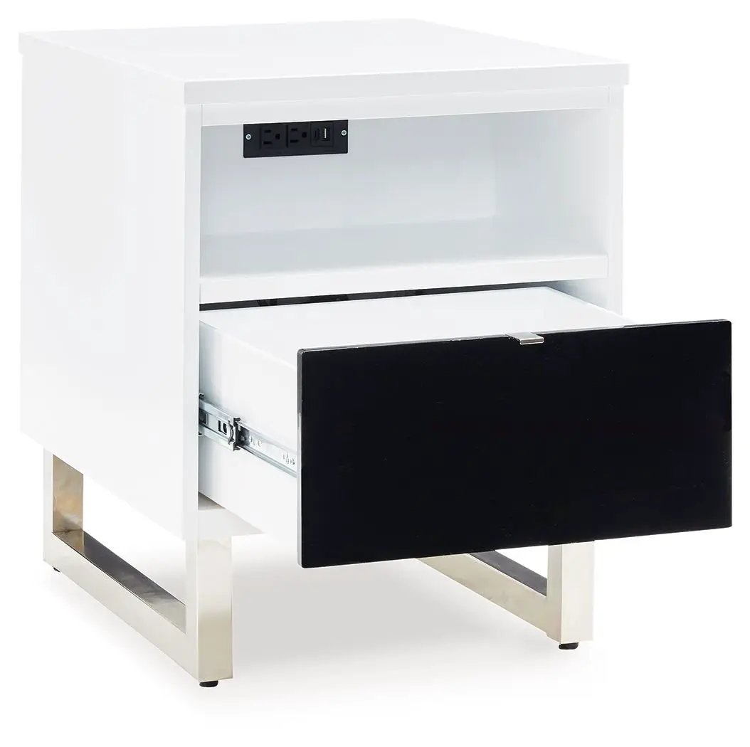 Gardoni - Chair Side End Table - White / Black by Unique Piece Furniture