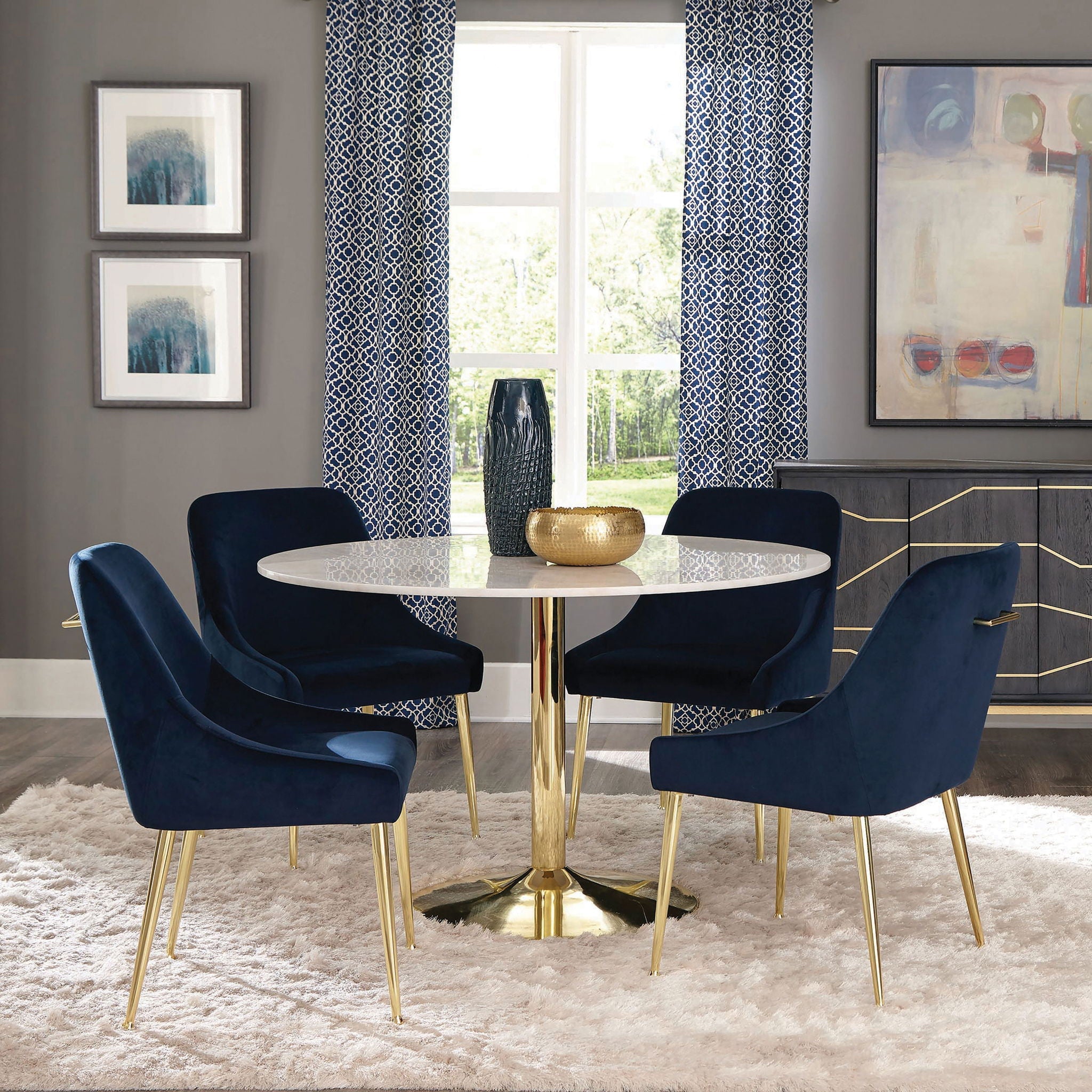 Raleigh - 5 Piece Dining Set - Blue by HouseOfZazla