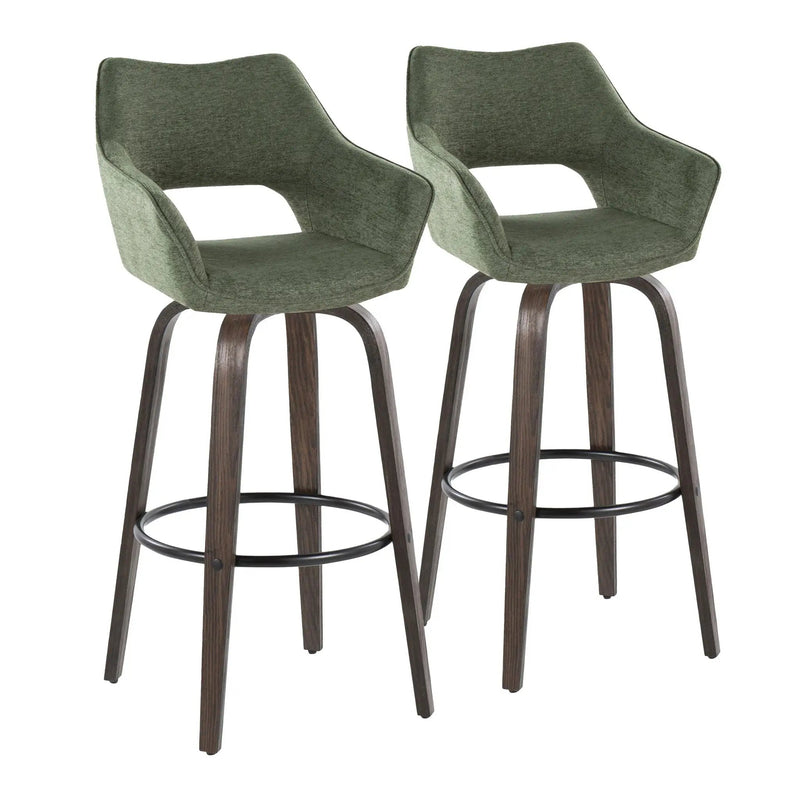 Mustang - Contemporary Fixed Height Barstool With Swivel With Round Footrest (Set of 2) by Unique Piece Furniture