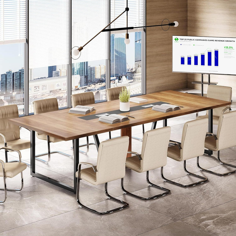 Conference Table For 8 - 10 People With Cable Management - Brown / Black by HouseOfZazla