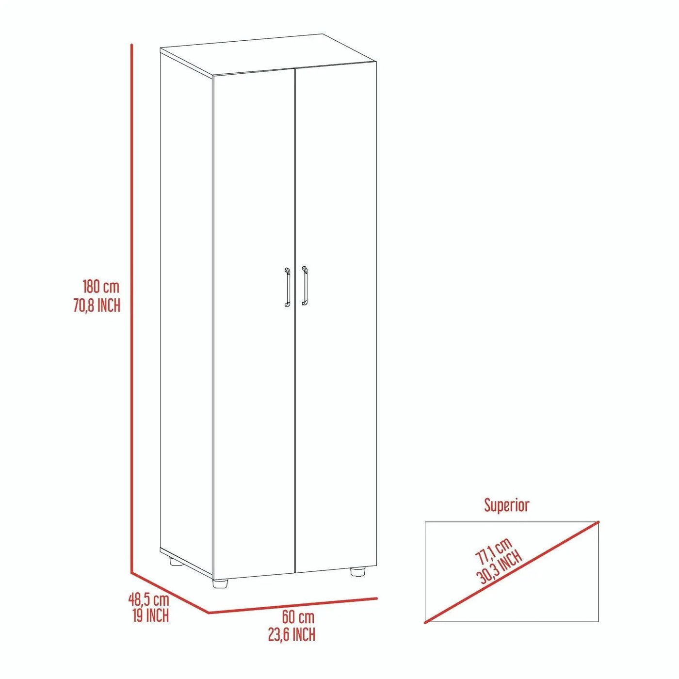 Armoire Organiser, Two Shelves, Rod, Double Door Cabinet Armoire by Unique Piece Furniture