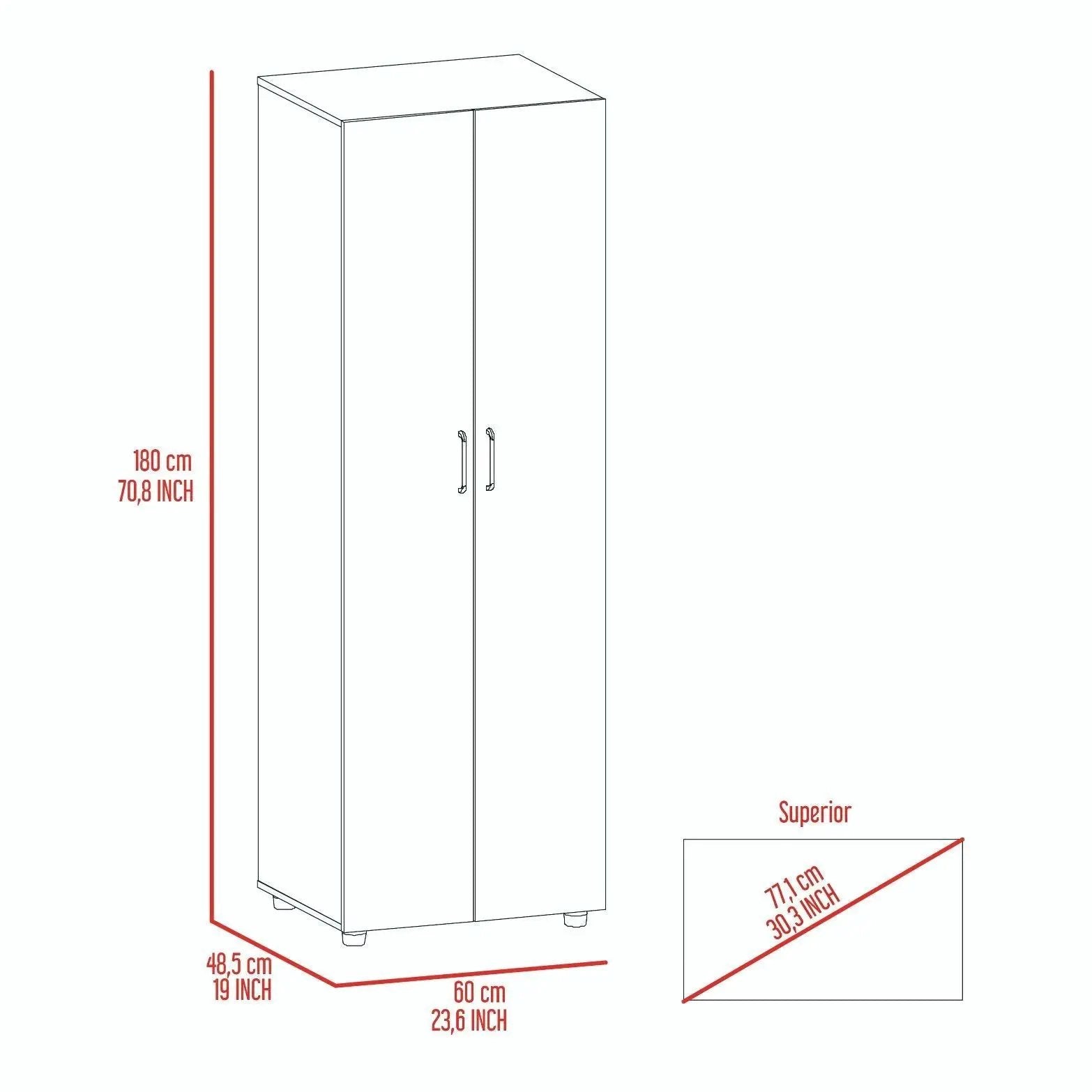 Armoire Organiser, Two Shelves, Rod, Double Door Cabinet Armoire by Unique Piece Furniture