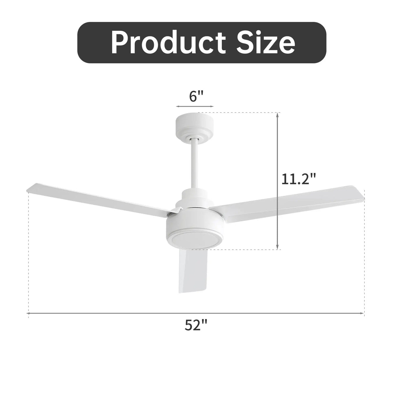 Ceiling Fan Without Light, 3 Blades Farmhouse Ceiling Fan With Remote Control 6-Speed Reversible Dc Motor For Living Room, Bedroom, Kitche by HouseOfZazla