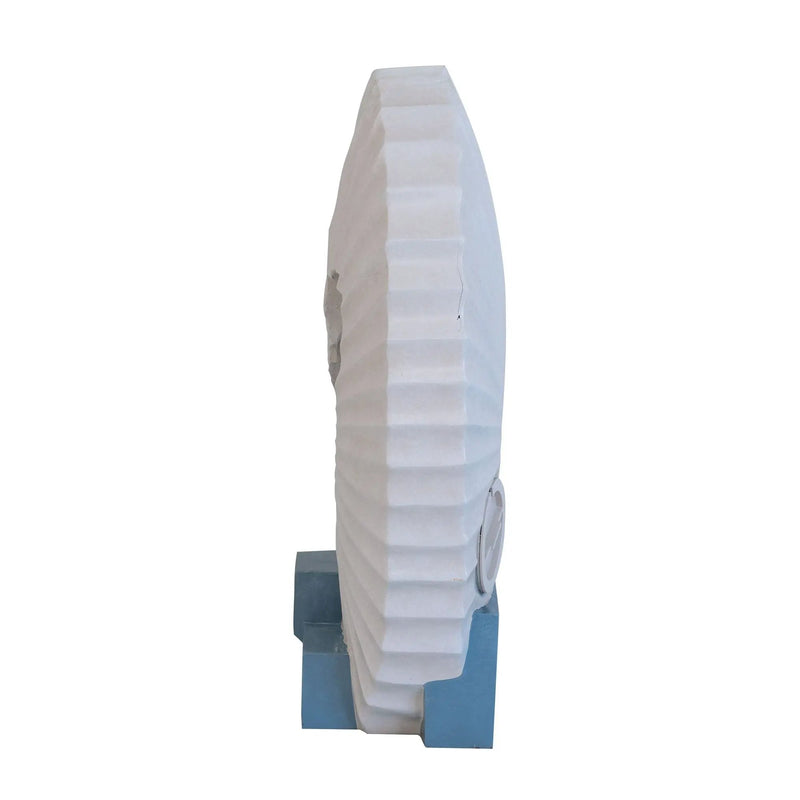 Abstract Water Fountain With Base With Light, For Indoor And Outdoor - White / Blue by Unique Piece Furniture